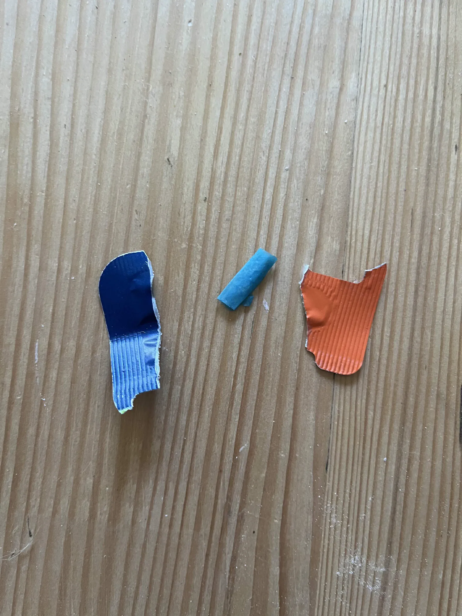Two tops of running gels and one random piece of blue something that didn&rsquo;t seem biodegradable